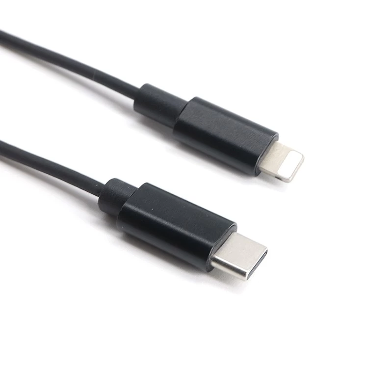 中国 定制 USB-C Type C 公头转闪电公头 3A 1M 黑色快速充电线 制造商