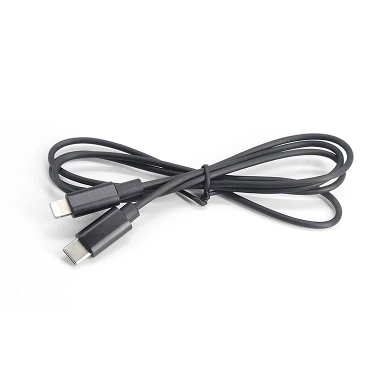China Custom USB-C Type C Male to Lightning Male 3A 1M Black Fast Charging Cable manufacturer