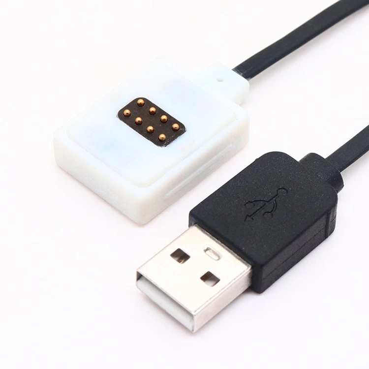China Aangepaste USB A Male naar 8PIN Magnetische Pogo Pin Charger USB-kabel voor Smart Wearable fabrikant