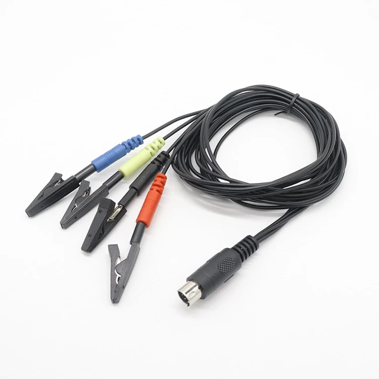 中国 可重复使用的 DIN 5 针插头转 2MM 电极针，带 5 引线鳄鱼夹电极测试电缆 制造商