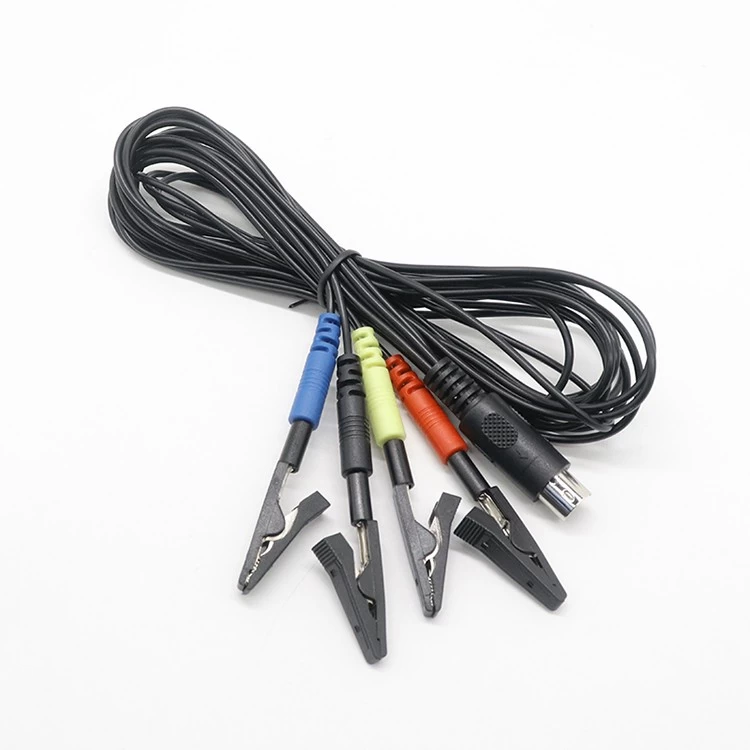 China Reusable Din 5 Pin Plug To 2MM Electrode Pin with 5 Lead Alligator Clip Electrode Test Cable manufacturer