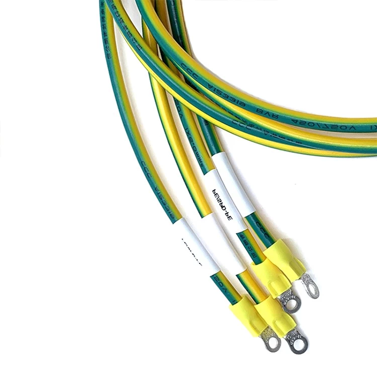 China New energy charging pile yellow-green grounding wire 6mm2 double-head ring terminal wire RV5.5-4 wiring harness manufacturer