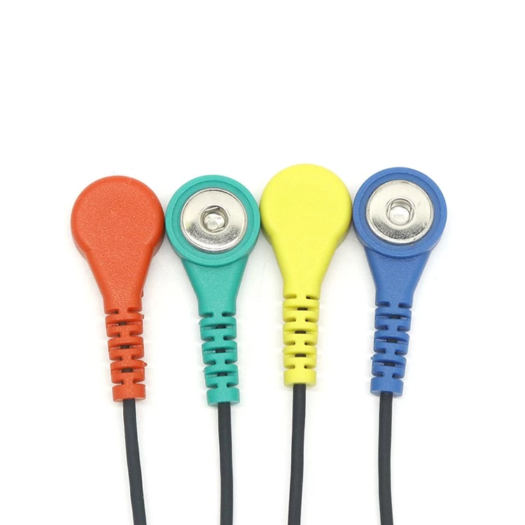 China Colorful Din 1.5mm Female Socket Electrode Ports to 4.0MM Female ECG Snap Shiedling Wire Tens Cable manufacturer