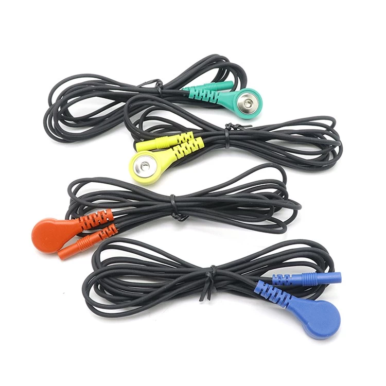 China Colorful Din 1.5mm Female Socket Electrode Ports to 4.0MM Female ECG Snap Shiedling Wire Tens Cable manufacturer