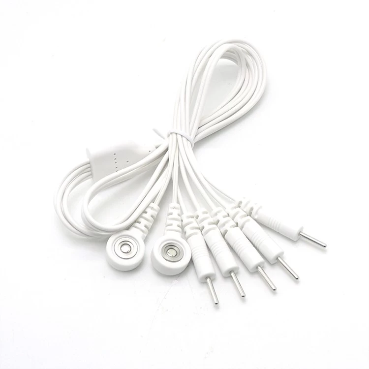 China Dual 3.5mm Female Magnet Snap to Din 2MM Needle Electrode Pin Tens Lead Wire for Electrical Muscle Stimulation(EMS) Machine manufacturer
