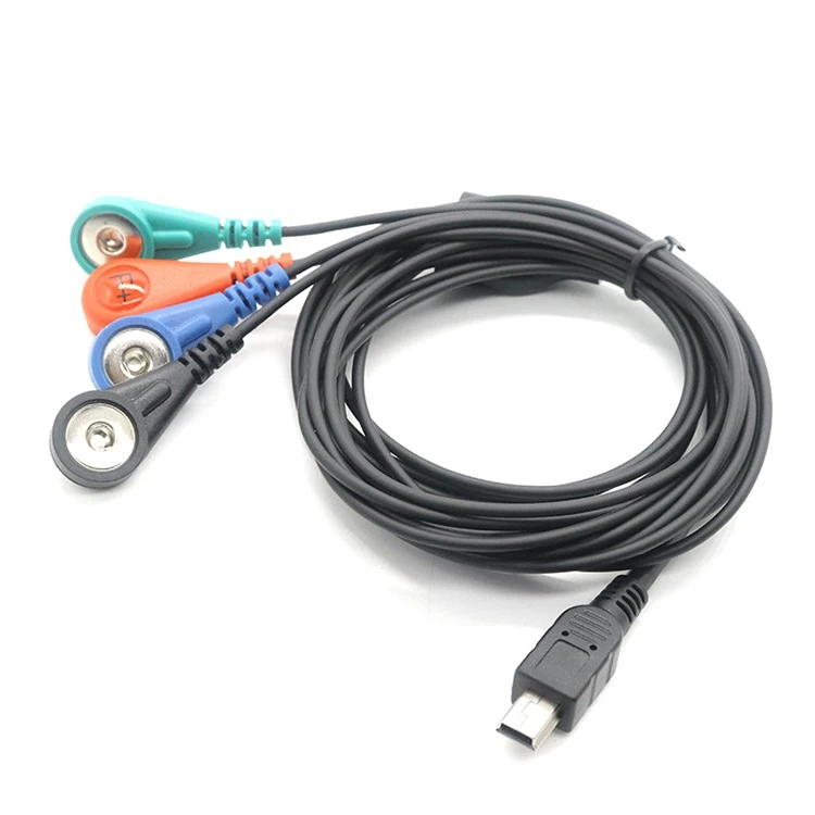 China Mini USB 5P to 5 leads Electrode Female Snap ECG EEG EKG EMG Machine Replacements Cable manufacturer