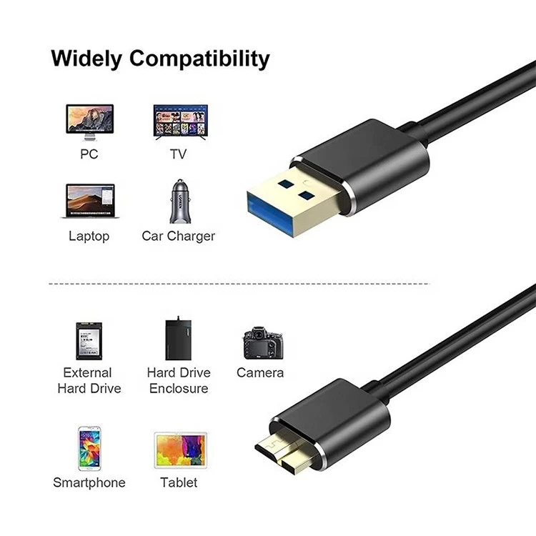 الصين 0.5M 1M 1.5M USB 3.0 Type A Type-A USB-A ذكر إلى Micro B Micro-B ذكر كابل شاحن مزامنة البيانات الصانع
