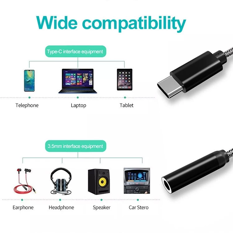 الصين محول صوت USB C إلى 3.5 مم، محول سماعة رأس USB C، كابل دونجل USB من النوع C إلى Aux أنثى الصانع