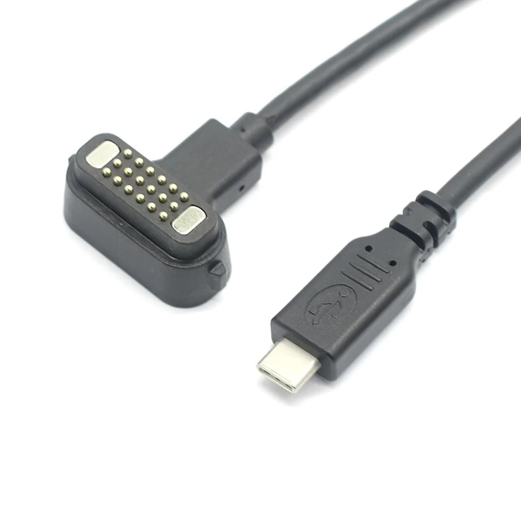 中国 5Gbps 10Gbps 音频视频超高速传输磁性弹簧针电缆转 USB 3.1 C 型 18 针磁性弹簧针 PD 快速充电电缆 制造商