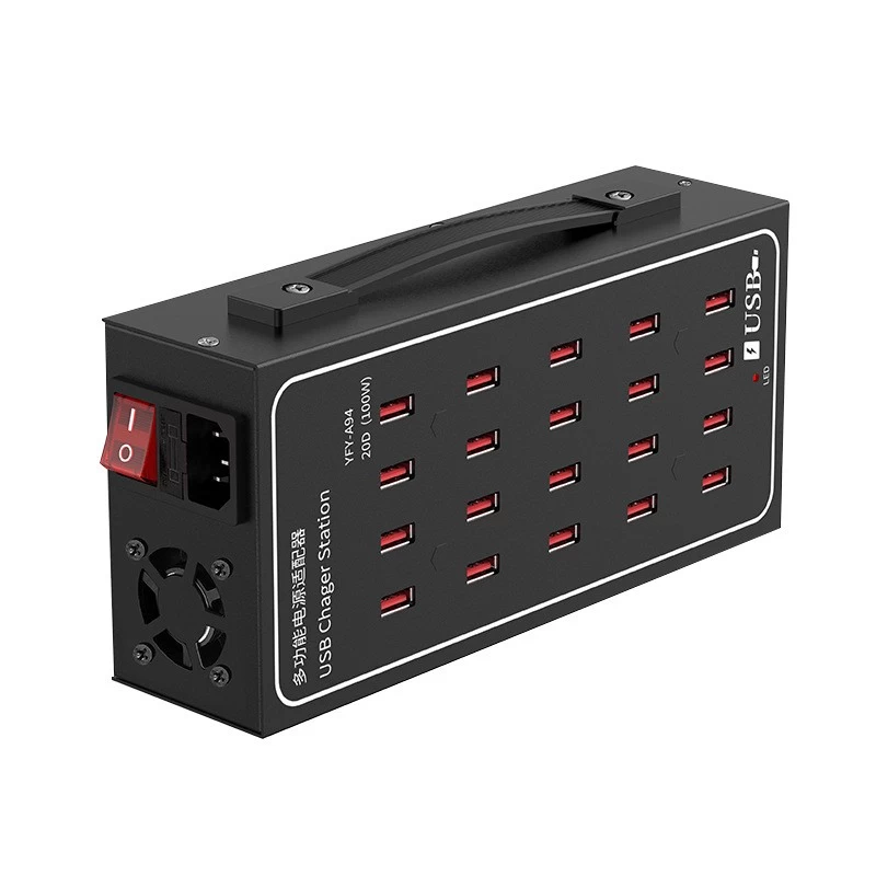 Çin Çok Bağlantı Noktalı USB Şarj Cihazı, 20 Bağlantı Noktalı (100W) Masaüstü USB Şarj İstasyonu, Çok Fonksiyonlu USB Akıllı Şarj Cihazı üretici firma