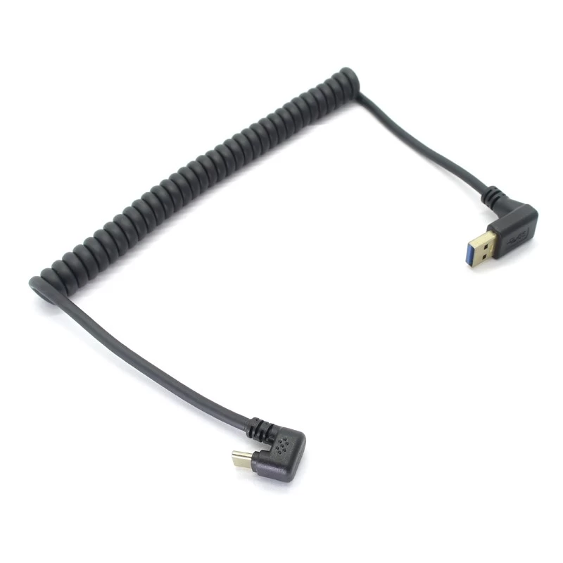 Cina Avvolgimento a spirale Angolo verso l'alto USB da 3.0 a 180 gradi a forma di U Cavo di tipo C Sincronizzazione dati rapida da 5 Gbps Cavo di ricarica USB-C produttore