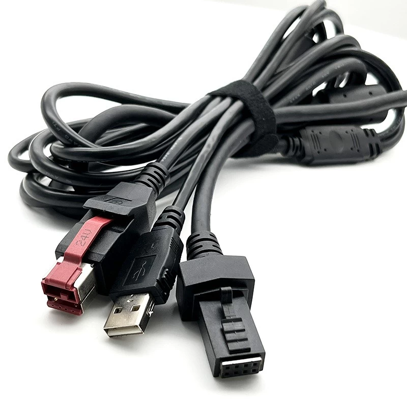 China Kabel Fabriek POWERED USB 24V12V 5V naar Dupont 2*4 met Zelfsluitende USB 2.0 POS Terminal Verbindingskabel 3m fabrikant