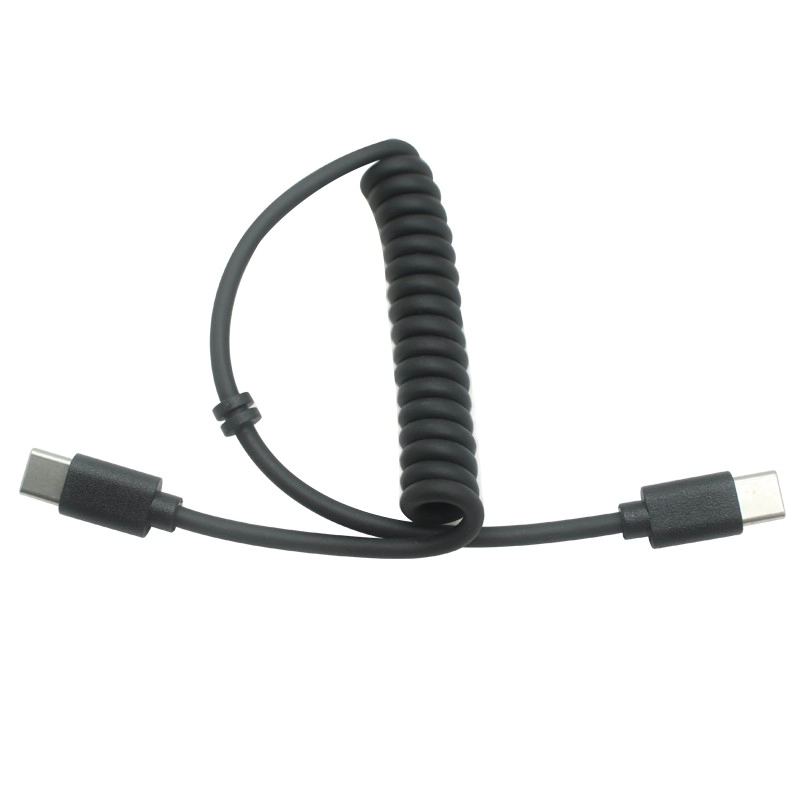 USB Type-C MALEからUSB Type-C MALE COILEDケーブル|カスタムOEM製造| ISO 13485およびISO 9001認定