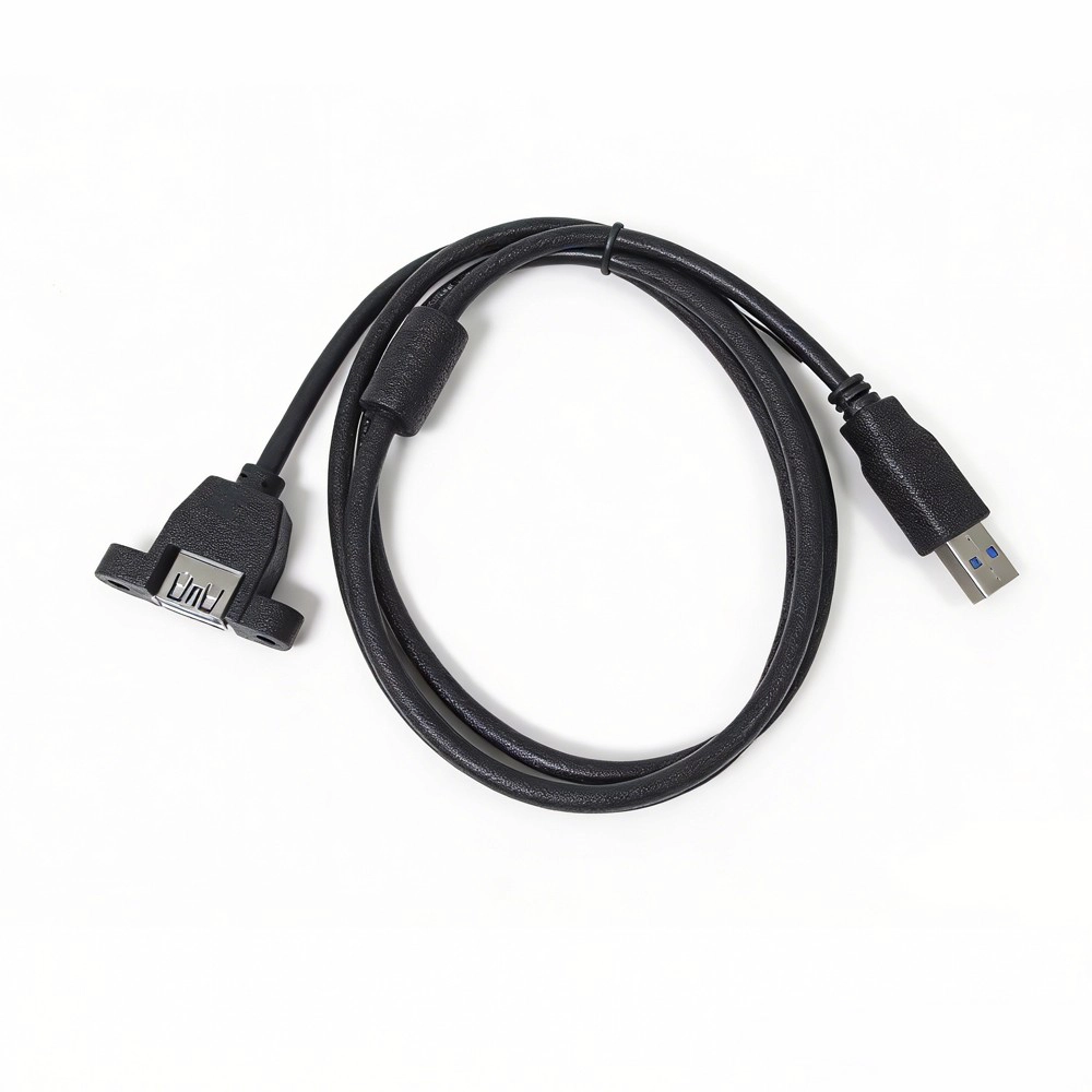 フェライト コアとネジロック パネル マウント ポートを備えた USB 3.0 オス - メス延長ケーブル – OEM USB ケーブル メーカー