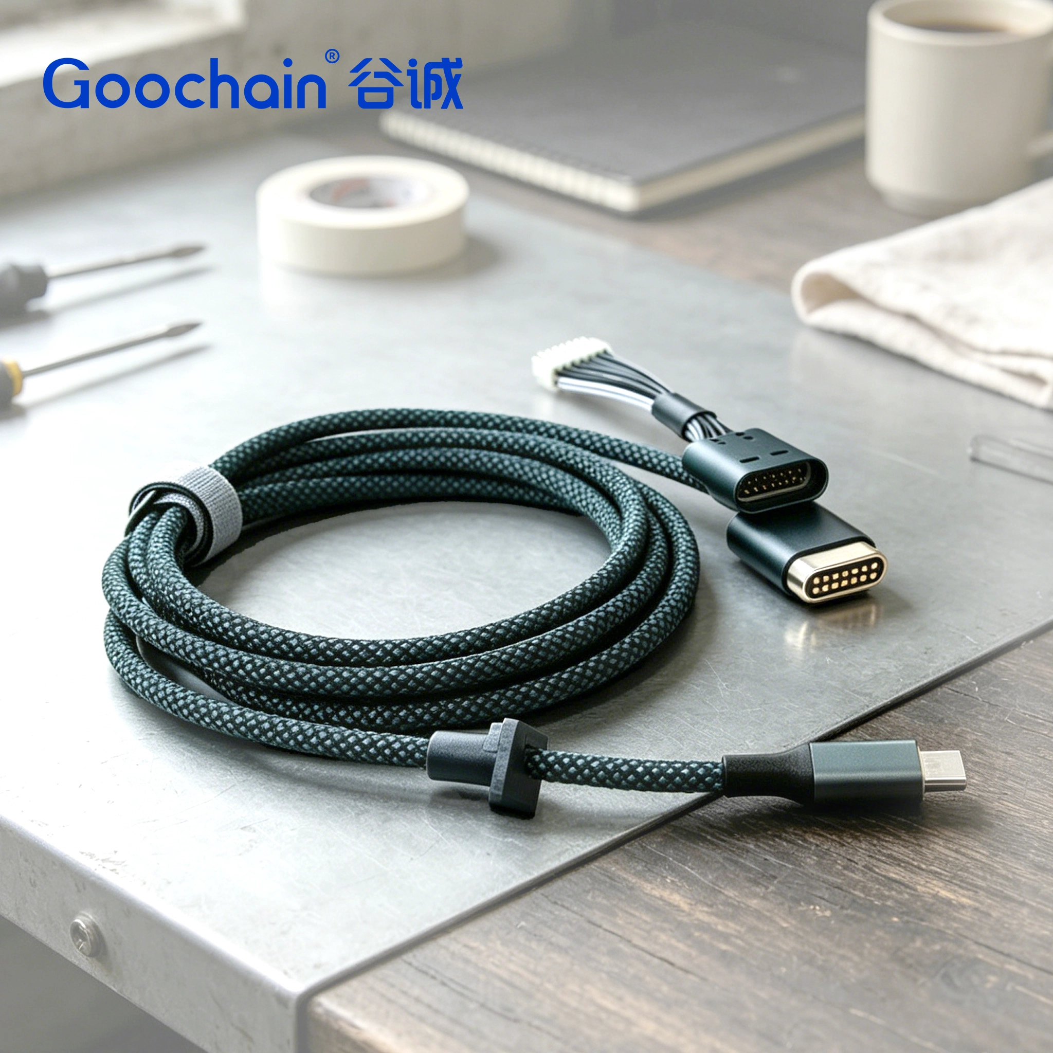China Cabo de dados e carregamento magnético USB3.1 personalizado de 10 Gbps tipo C a 16 pinos Pogo Pin | Fabricante de cabo OEM Pogo Pin fabricante