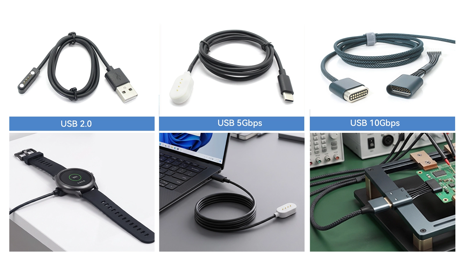 Connecteurs Pogo Pin USB 2.0 vs 5 Gbps vs 10 Gbps