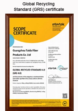 Global Recycling Standard (GRS) certificate