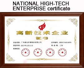 Certificado NATIONAL HIGH-TECH ENTERPRISE