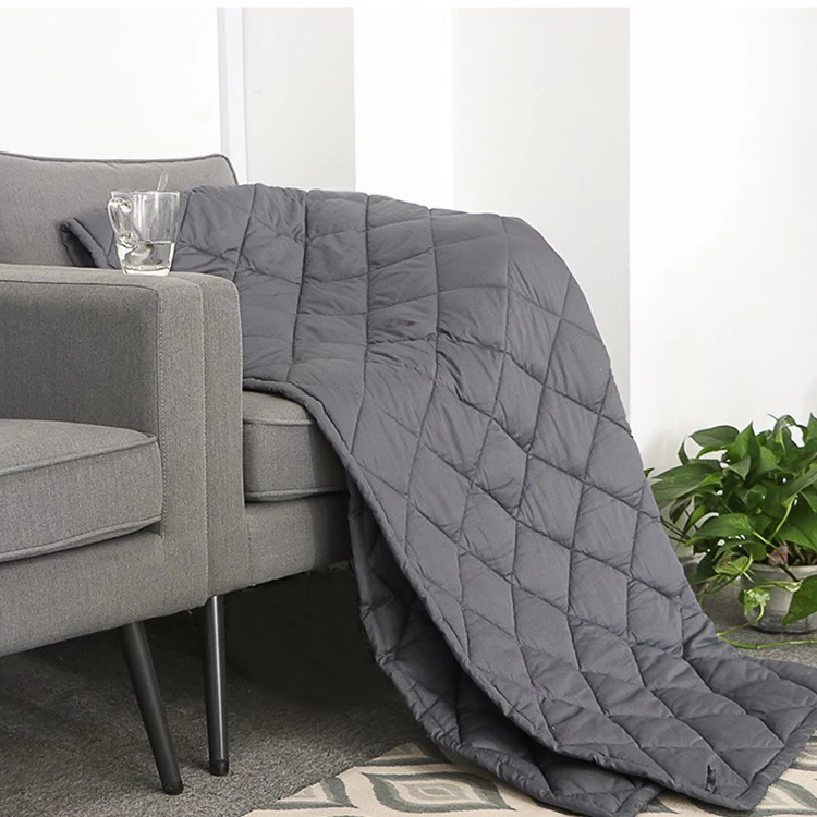 China Wholesale Luxury Solid Soft Cozy Bed Blanket Dark Grey Cooling Weighted Blanket Manufacturer manufacturer
