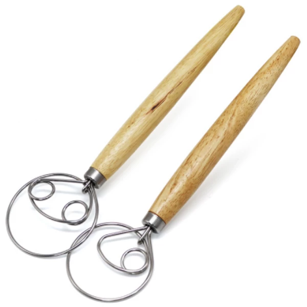 China Detuch Dough Whisks Bread Mixer Egg Beater Wooden Handle Dough Whisk Suppliers manufacturer