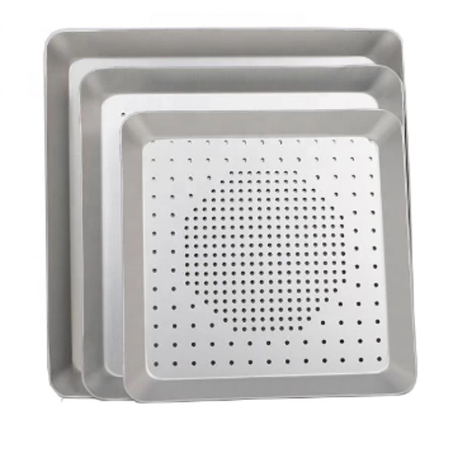 8-16 Inch Square Perforated Pizza Pan Bakeware Sheet Tray Food Grade Aluminum Pizza Oven
