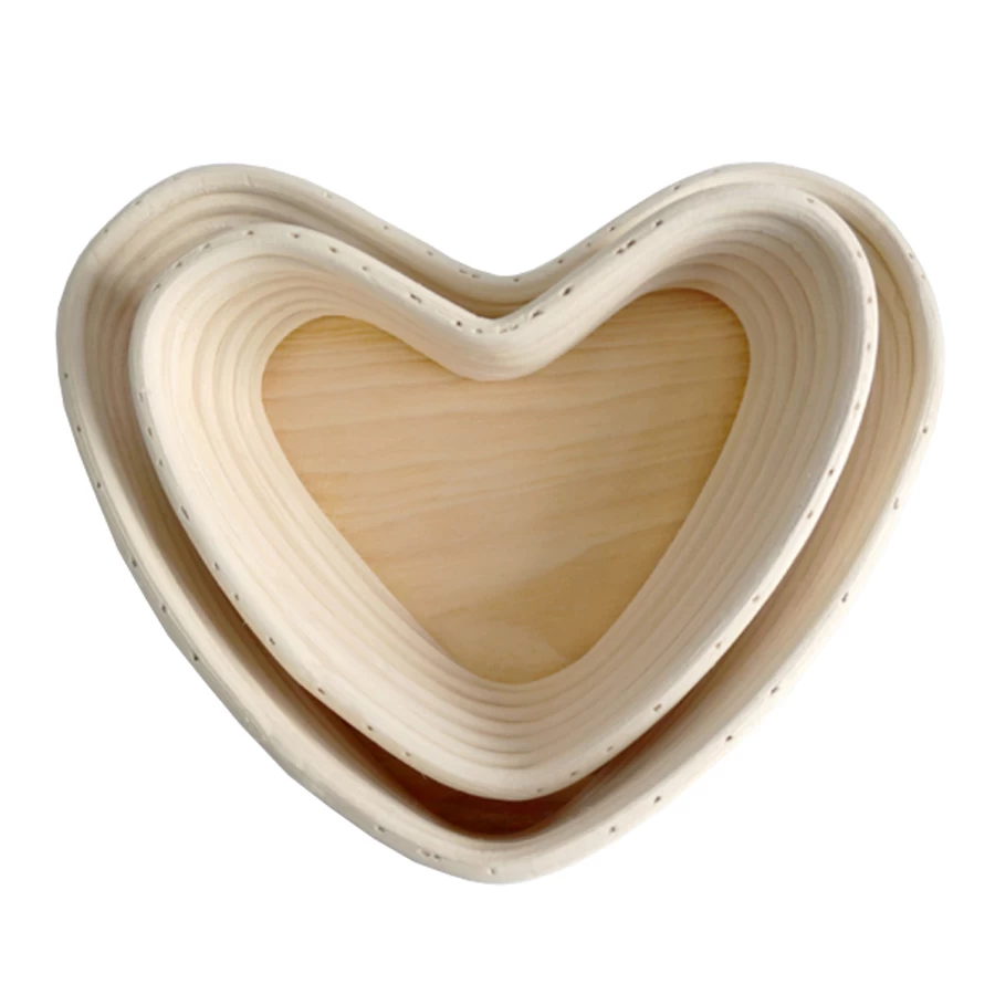 Heart Shape Bread Proofing Basket Natural Wicker Flour Bread Baneton Baking Basket With Liner