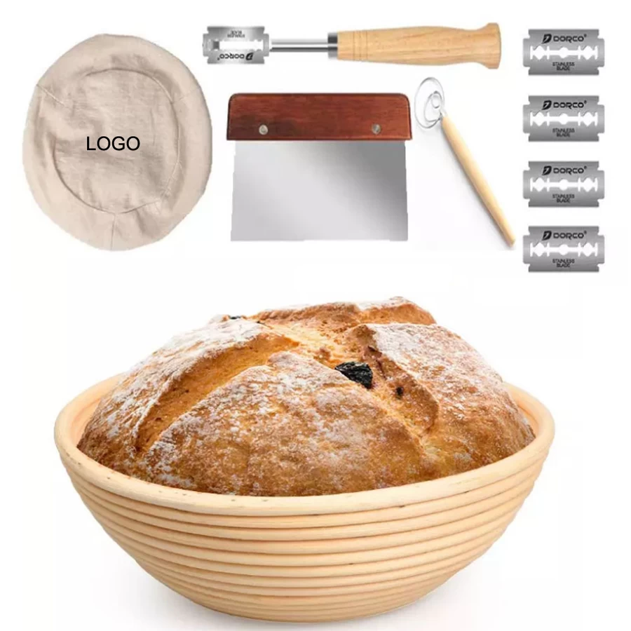Ensemble de paniers à levain avec doublure en tissu 8 9 10 pouces panier à pain en rotin naturel Baneton ensemble de paniers à pain boiteux