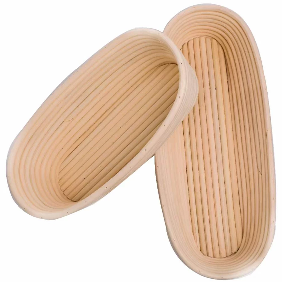 Oval Indonesia Woven Bakery Baskets With Cloth Cover Bread Proofing Basket With Indonesia Rattan