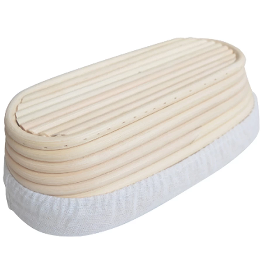 Oval Indonesia Woven Bakery Baskets With Cloth Cover Bread Proofing Basket With Indonesia Rattan