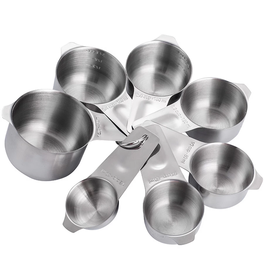 Set di 7 cucchiai da tavola Cucchiaino da cucina per condimento per spezie Strumento da caffè in acciaio inossidabile Cucchiaini dosatori