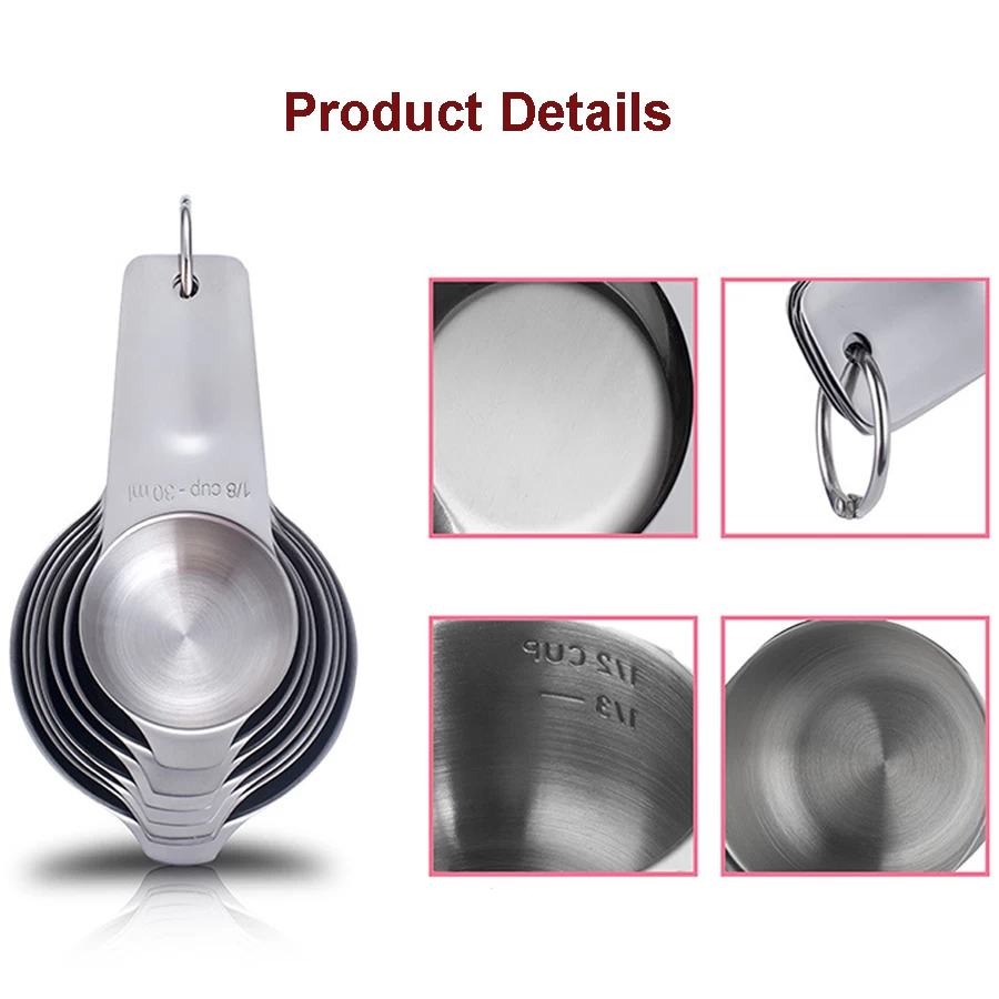 Set di 7 cucchiai da tavola Cucchiaino da cucina per condimento per spezie Strumento da caffè in acciaio inossidabile Cucchiaini dosatori