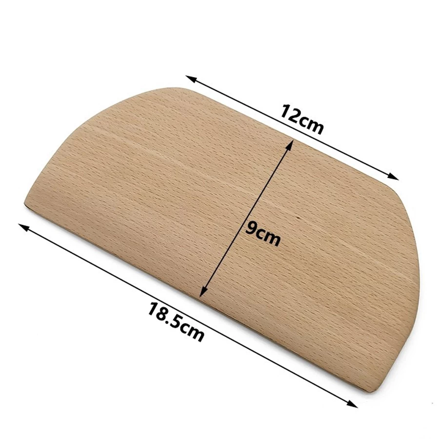 Semicircle Food-grade Wood Dough Scraper Flour Dough Cutter Without Scratch Fingers