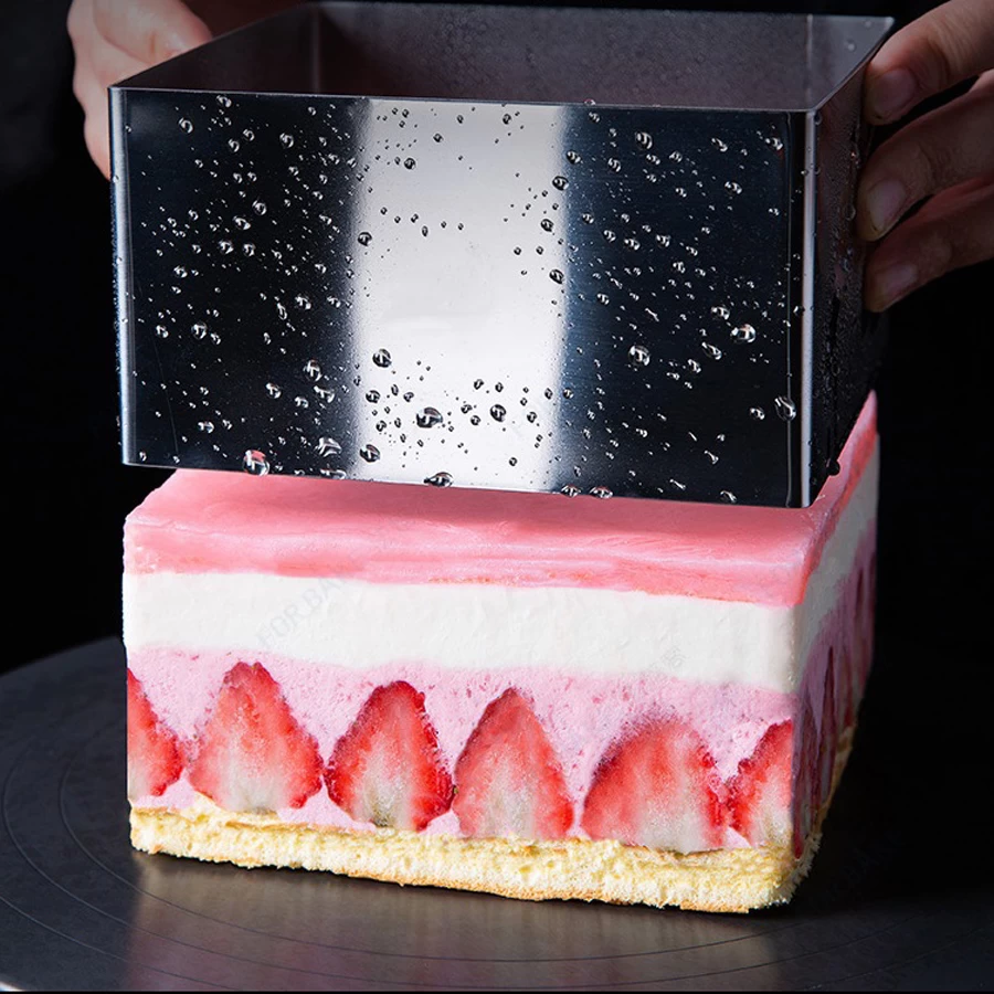 ペストリーベーキングリングステンレス鋼ケーキ成形スクエアムースリングチーズクッキーカッターモールド
