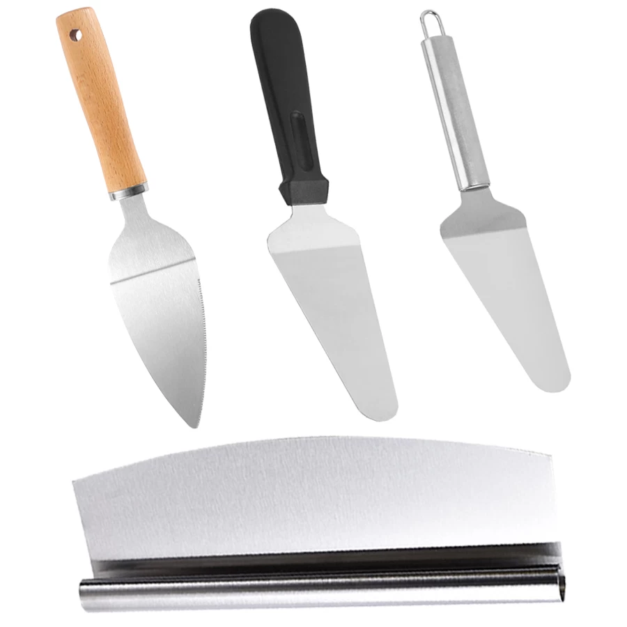 Baking Tool Rolls Cut Pizza Non-Stick Handle Round Pizza Roller Cutter Household Safety Stainless Steel Pizza Lifter