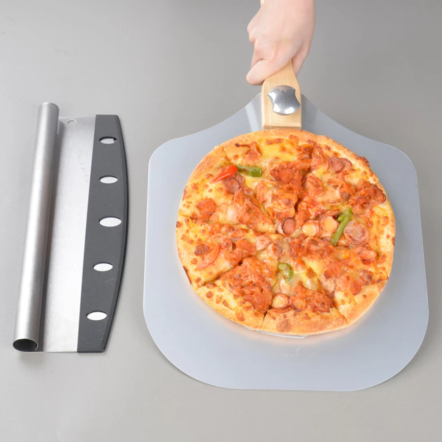 Baking Tool Rolls Cut Pizza Non-Stick Handle Round Pizza Roller Cutter Household Safety Stainless Steel Pizza Lifter