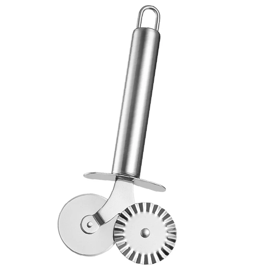 Stainless Steel Double Blade with Protective Blade Round Lace Knife Pizza Roller Pizza Wheel Cutter