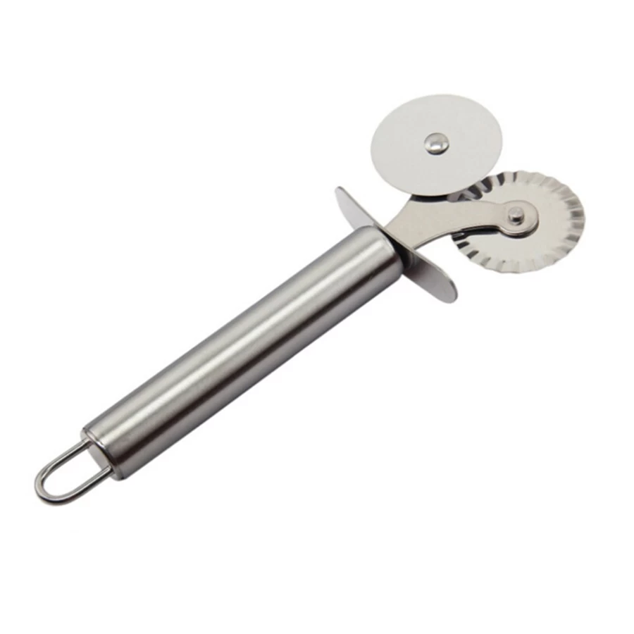 Stainless Steel Double Blade with Protective Blade Round Lace Knife Pizza Roller Pizza Wheel Cutter