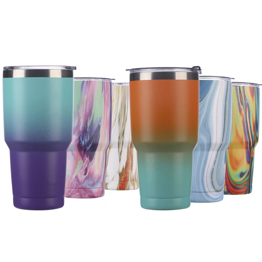 Tazze da caffè personalizzate in acciaio inossidabile con bicchiere da vino a doppia parete da 20 30 once con tazza da caffè isolata sottovuoto con coperchio sigillato