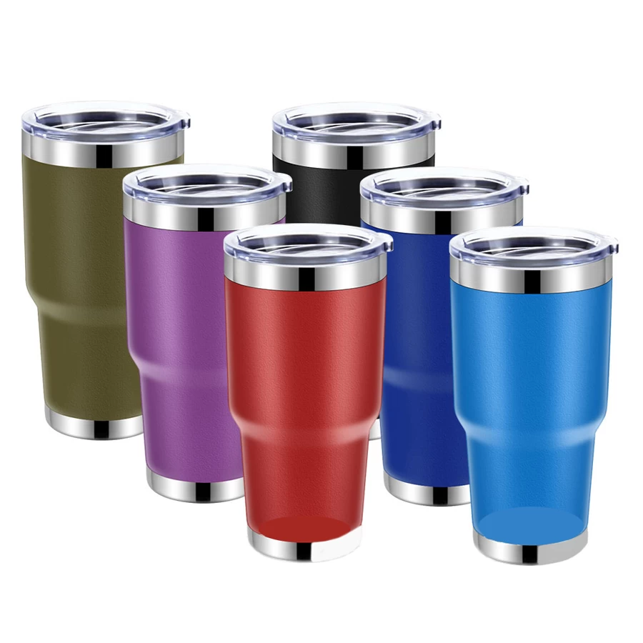 Tazze da caffè personalizzate in acciaio inossidabile con bicchiere da vino a doppia parete da 20 30 once con tazza da caffè isolata sottovuoto con coperchio sigillato