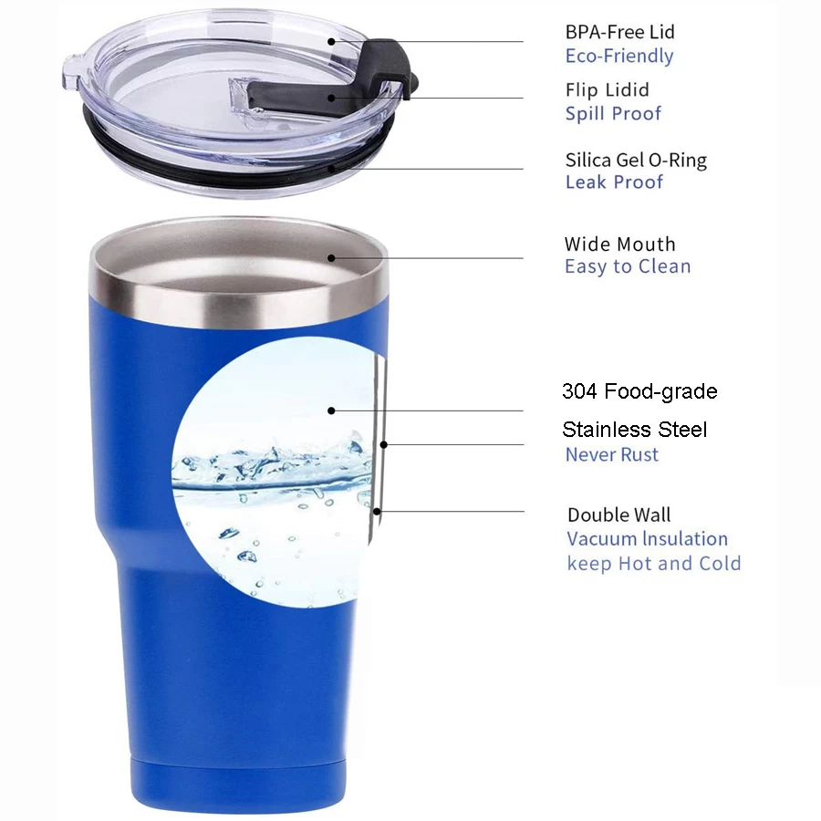 Tazze da caffè personalizzate in acciaio inossidabile con bicchiere da vino a doppia parete da 20 30 once con tazza da caffè isolata sottovuoto con coperchio sigillato