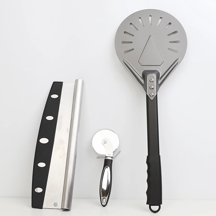 Baking Tool Rolls Cut Pizza Non-Stick Handle Round Pizza Roller Cutter Household Safety Stainless Steel Pizza Lifter - COPY - 83fjop