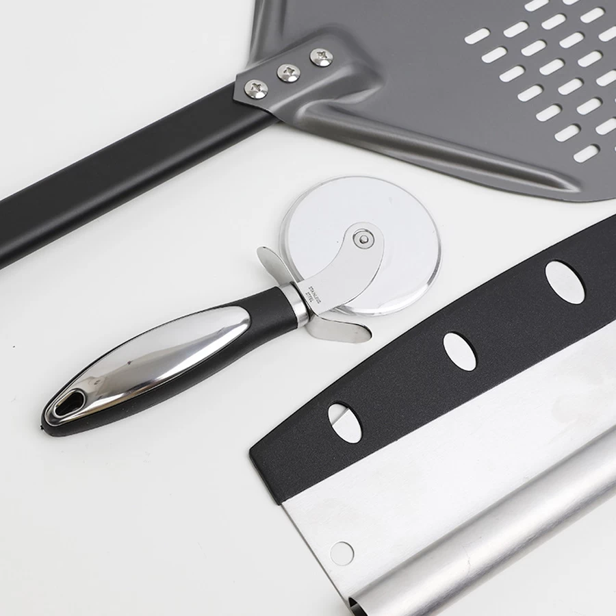 Baking Tool Rolls Cut Pizza Non-Stick Handle Round Pizza Roller Cutter Household Safety Stainless Steel Pizza Lifter - COPY - 83fjop