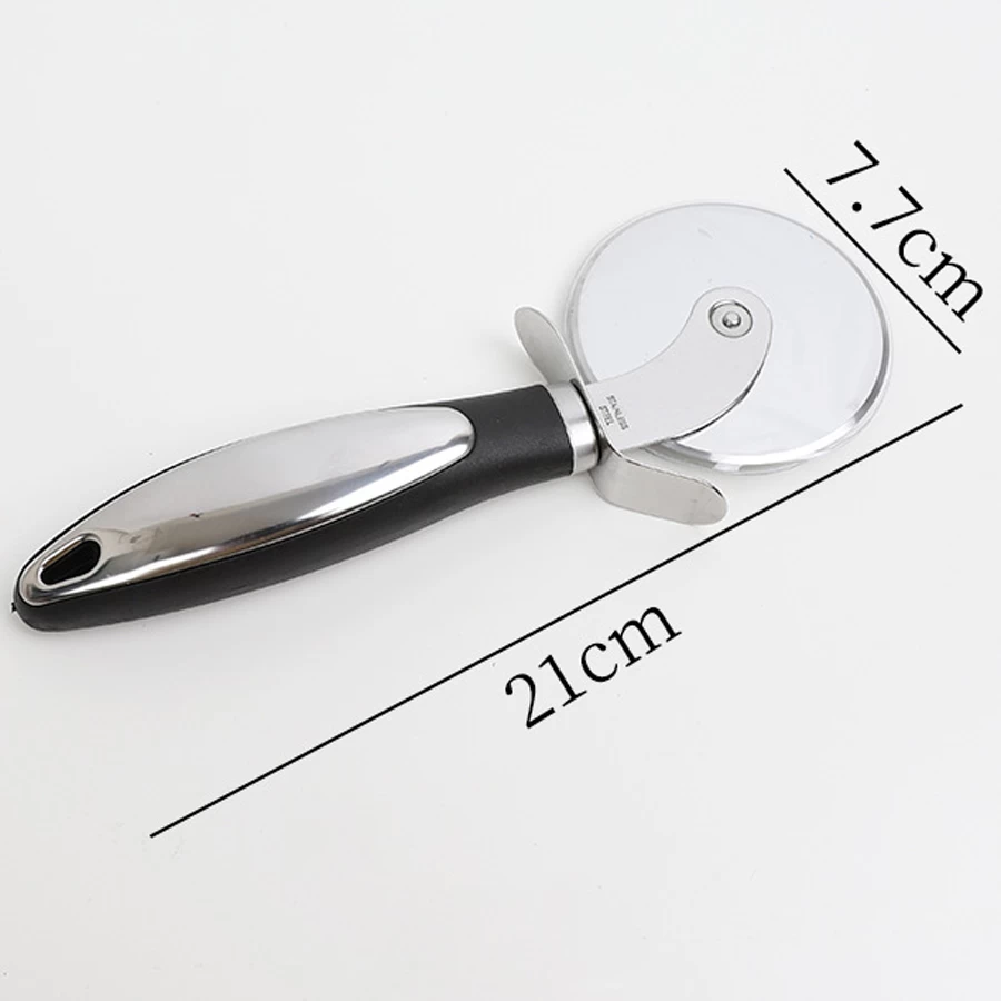 Baking Tool Rolls Cut Pizza Non-Stick Handle Round Pizza Roller Cutter Household Safety Stainless Steel Pizza Lifter - COPY - 83fjop