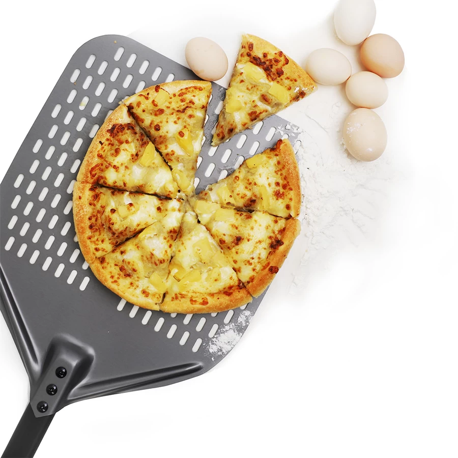 China Heat-resistant Aluminum Handle Turning Pizza Shovel With Silicone Rotary Hook 12