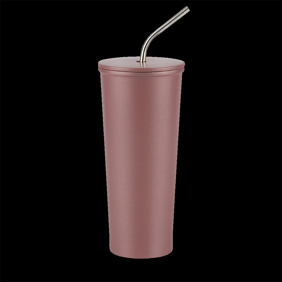 304 SS Nuevo diseño Reutilizable Sin asa Aislamiento al vacío Tazas para beber café para niñas con pajita