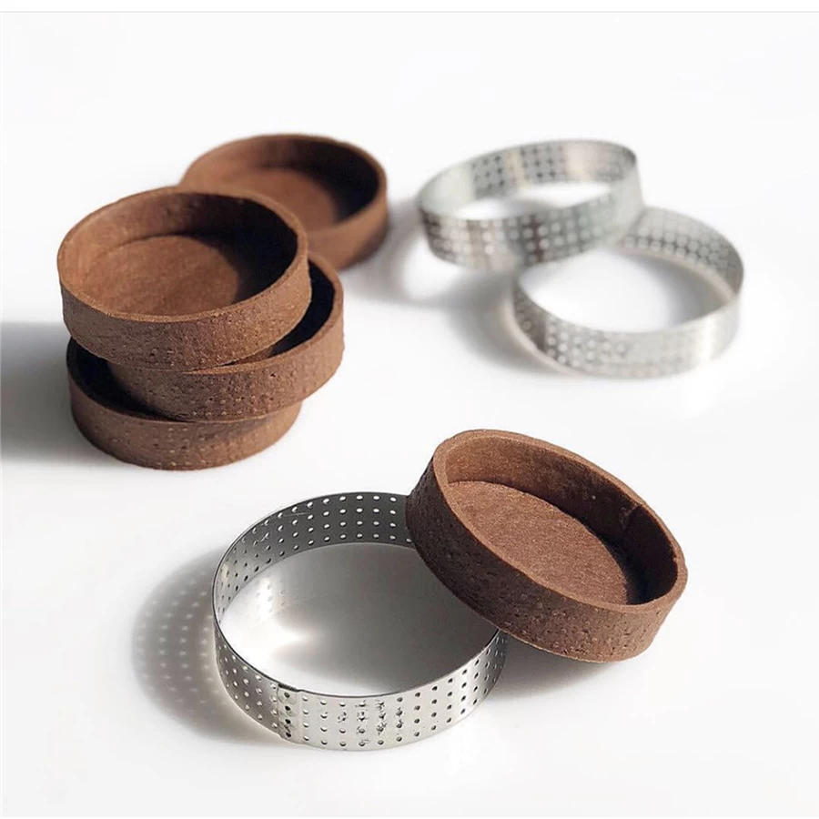 Molde para Mousse ovalado ajustable de 16cm, bandejas para hornear perforadas de Metal de acero inoxidable, anillos para pasteles