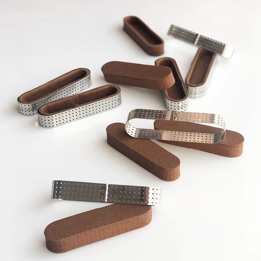 Molde para Mousse ovalado ajustable de 16cm, bandejas para hornear perforadas de Metal de acero inoxidable, anillos para pasteles