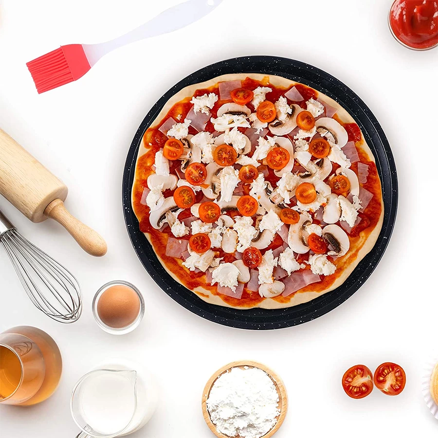 Venta al por mayor, bandeja de aluminio para pizza reutilizable de 16 pulgadas con agujeros