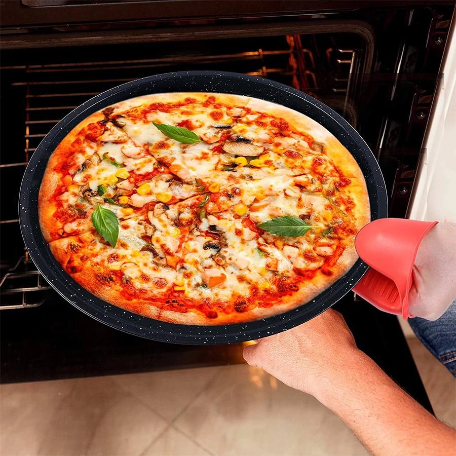 Venta al por mayor, bandeja de aluminio para pizza reutilizable de 16 pulgadas con agujeros