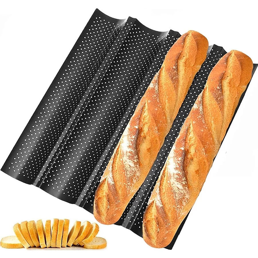 Modernas bandejas para hornear de aluminio anodizado Moldeador de pan baguette francés